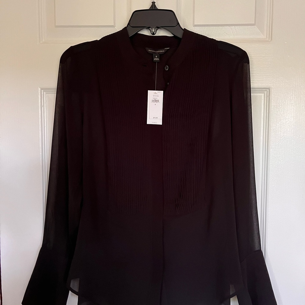Banana Republic Tuxedo Blouse-Black